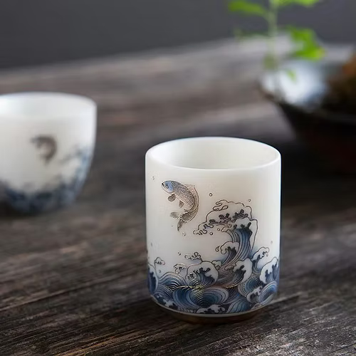 Whimsical Waves Porcelain Sake Cup Set