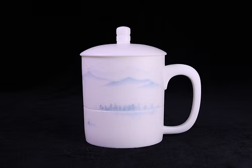 Hand-painted Qingshan Office Cup, Poetic and Picturesque, by Master Zhang Lijiao