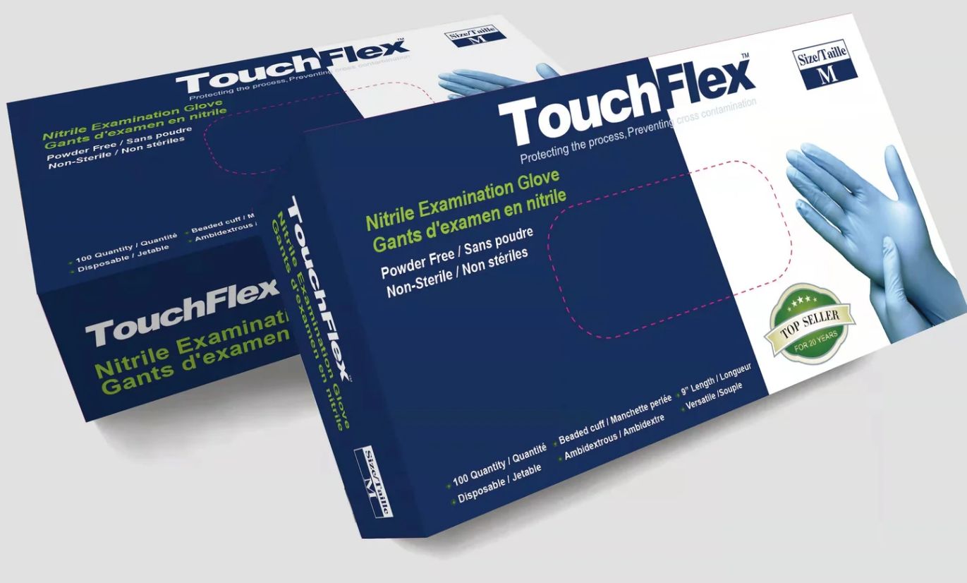 【TouchFlex】Medical Nitrile Powder-Free Examination Gloves (4.5mil) (Blue)