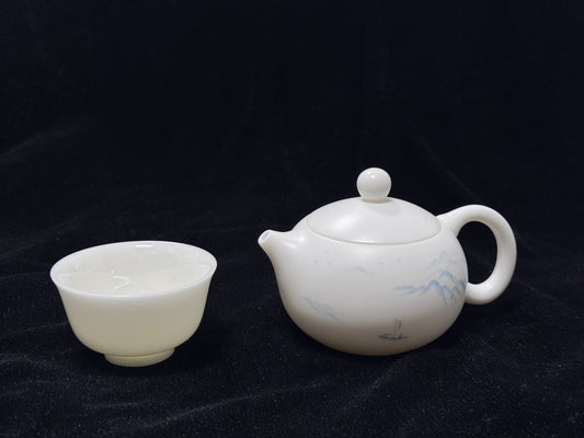 Fujian DeCi Series "Blue Mountain" Xishi Tea Pots & Cup set