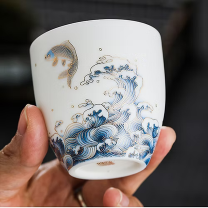 Whimsical Waves Porcelain Sake Cup Set