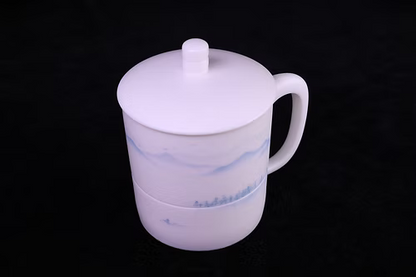 Hand-painted Qingshan Office Cup, Poetic and Picturesque, by Master Zhang Lijiao