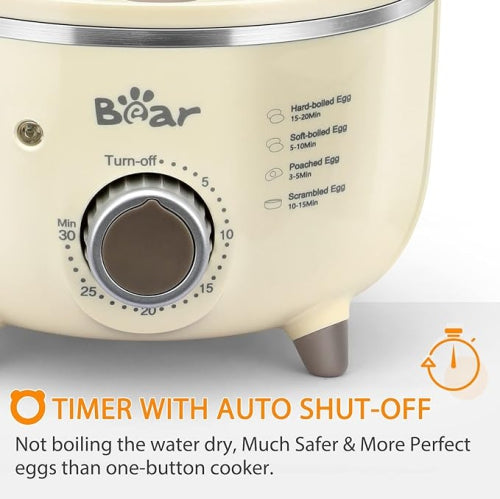 【Bear】 Egg Cooker - 14 Egg Capacity Rapid Electric Egg Cooker