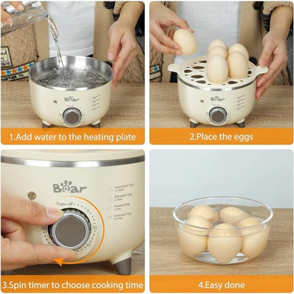 【Bear】 Egg Cooker - 14 Egg Capacity Rapid Electric Egg Cooker